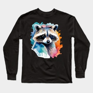 Raccoon Watercolor Long Sleeve T-Shirt